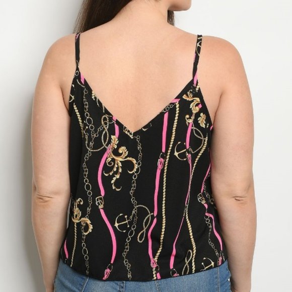 Plus Size Lace Trim Tie Front Cami Top - Picture 2 of 8